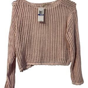 Ultra Flirt Light Pink Shimmer Sweater with Silver Threading. Size Medium NWT